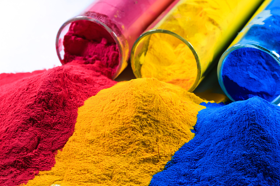 3 vials of powder coating substance
